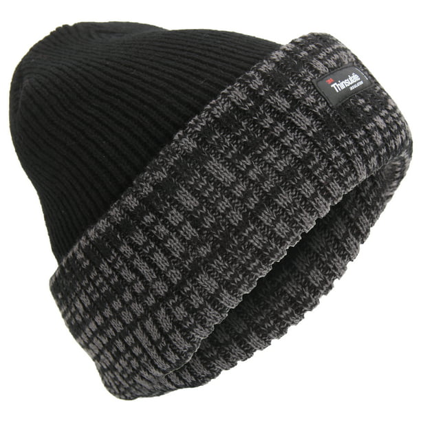 Mens Black Thinsulate 3M Beanie Hat Insulated Warm Ladies Winter Waterproof Cap
